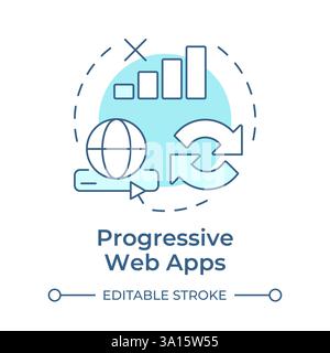 Progressive web apps soft blue concept icon Stock Vector