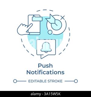 Push notifications soft blue concept icon Stock Vector