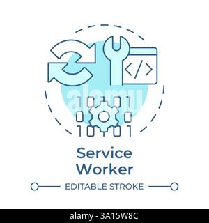Service worker soft blue concept icon Stock Vector