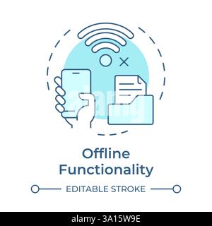 Offline functionality soft blue concept icon Stock Vector