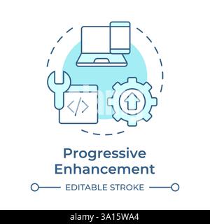 Progressive enhancement soft blue concept icon Stock Vector