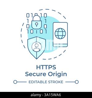 HTTPS secure origin soft blue concept icon Stock Vector