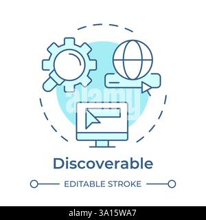 Discoverable soft blue concept icon Stock Vector