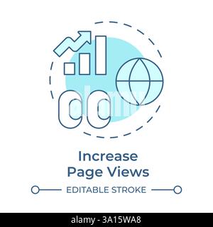 Increasing page views soft blue concept icon Stock Vector