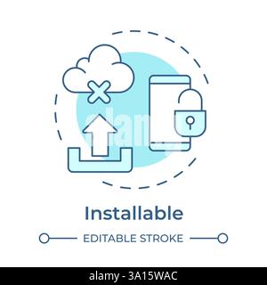 Installable soft blue concept icon Stock Vector