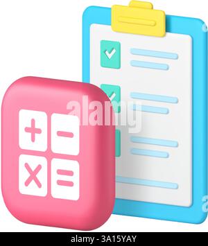 Business planning financial control and accounting 3d icon realistic vector illustration. Time management deadline to do list job efficiency productiv Stock Vector
