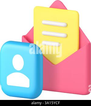 Chat message contact correspondence remotely communication 3d icon realistic vector illustration. Incoming inbox mailbox chatting dialogue feedback co Stock Vector