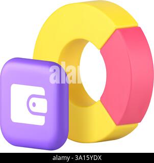 Finance budget balance analyzing money statistic chart graph 3d icon realistic vector illustration. Tax accounting financial banking data control plan Stock Vector