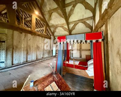 Banquet hall of the medieval fortified manor house of Tretower Court in ...