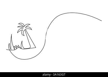 Palm tree continuous one line art vector illustration Stock Vector