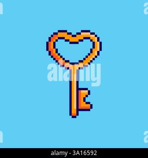 Pixel art Love Key game asset design Stock Vector
