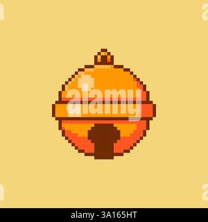 Pixel art Golden Bell game asset design Stock Vector