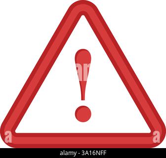 Attention sign with exclamation mark icon in flat style. Error vector illustration on isolated background. Caution sign business concept. Stock Vector