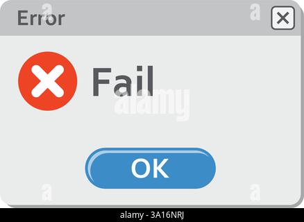Error message icon in flat style. Computer window alert vector illustration on isolated background. Alert popup sign business concept. Stock Vector