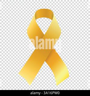 Vector golden or yellow ribbon symbol isolated for Childhood Cancer Awareness campaign Stock Vector