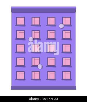 Cozy multi-story residential building 2D cartoon object Stock Vector