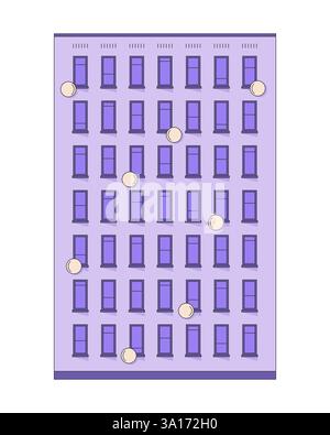 Classic multi-story apartment building 2D cartoon object Stock Vector