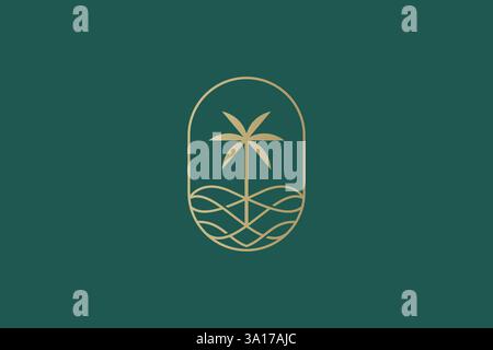 Elegant Palm Tree Logo Design with Minimalist and Tropical Elements for Vacation and Travel Brands Stock Vector