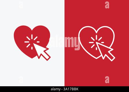 Heart Click Icon Logo Online Romance and Social Media Interaction Stock Vector