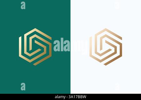 Modern Hexagonal Geometric Linear Logo Design for Corporate Branding Luxury Stock Vector