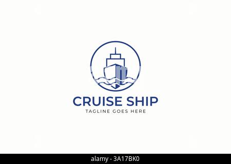 Elegant and Modern Cruise Ship Logo Design for Nautical and Travel Businesses Stock Vector