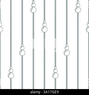 Beads gold thin with pendants from beads vertical stripes. Christmas, New Year, winter Line art is a simple hand-drawn illustration in black and white Stock Vector