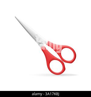 3D scissors with red plastic handles Stock Vector