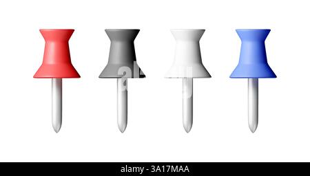 3D set of color push pins Stock Vector