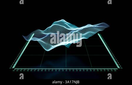 Vector map, grid, science, technology, wave structure. Vector map, grid, science, technology, wave structure. Digital wire, meassure, data, science, a Stock Photo