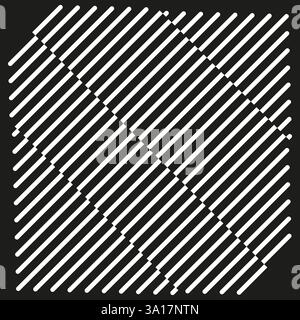 Black and white geometric pattern with intersecting diagonal lines, creating a textured visual. Stock Vector