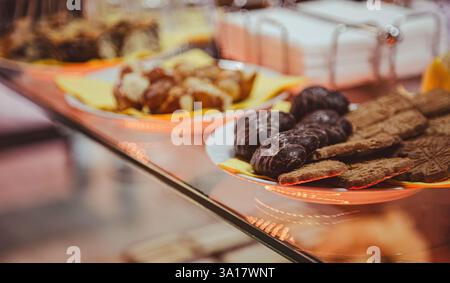 Delicious Bakery Biscuits Cookies on Shelves Stock Photo