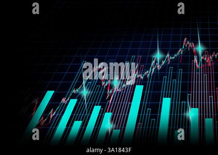 Stock market or forex trading graph and candlestick chart suitable for financial investment concept. Economy trends background for business idea and a Stock Photo