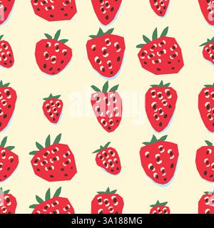 A Vibrant Strawberry Seamless Pattern is perfect for creating Fresh and Exciting Designs. Food background Stock Vector