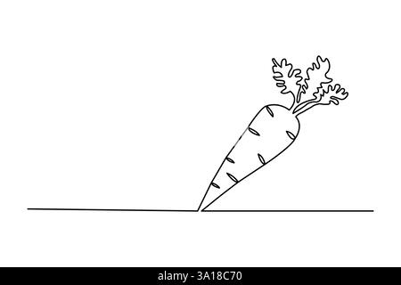 Simple carrot vegetable continuous one line drawing of carrot plant minimalist outline vector icon Stock Vector