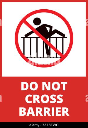 Danger do not cross barrier sign isolated on a white background Stock Vector