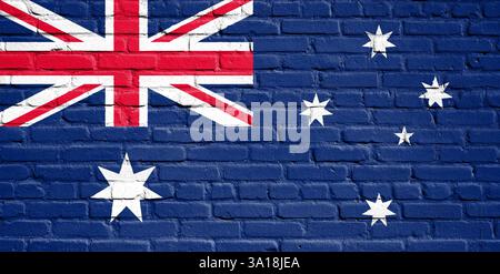 Flag of Australia painted on the brick wall Stock Photo