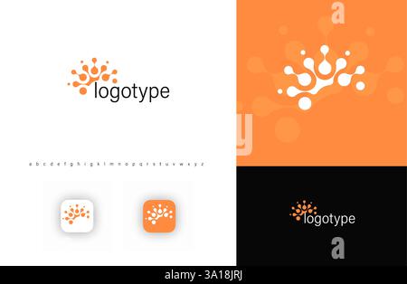Brain symbol in fusion dots style symbolizing science, tech, innovation. Represents digital networks, biotech, data analysis. Perfect for tech Stock Vector