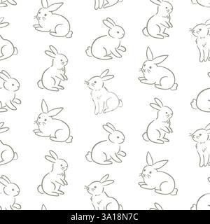 Vector Easter Bunny Seamless Pattern Background Stock Vector