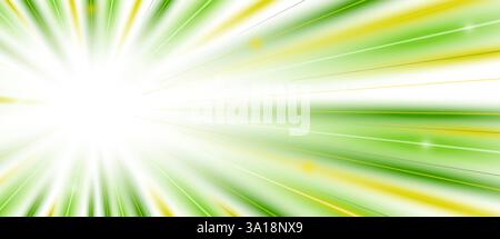 Dynamic speed lines and futuristic light green trails. Abstract vector illustration featuring glowing streaks, blur effects and acceleration themes. Great for banners, wallpapers and racing graphics. Stock Vector