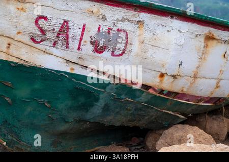 A boat with the word saud written on it Stock Photo