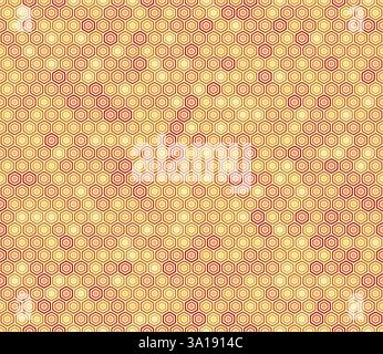 Hexagon pattern geometric design. Orange color tones gradients. Bold rounded stacked hexagon cells. Hexagon shapes. Seamless pattern. Stock Vector