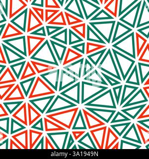 Minimalistic triangles background. Medium triangles size. Multiple colors style. Geometric shapes outlined. Repeatable pattern. Modern vector tiles. Stock Vector