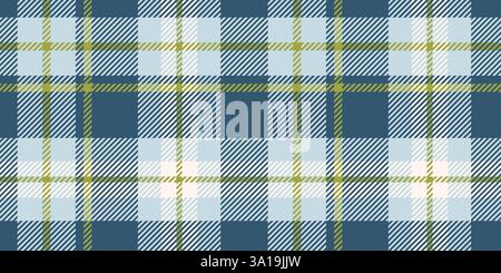 A seamless blue and green tartan plaid pattern with crisp diagonal accents, perfect for textiles, fashion, and home decor designs. Stock Vector