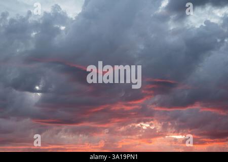 Evening sky with pastel-colored clouds Stock Photo