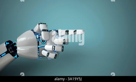 Robot hand points the direction. 3d illustration. Stock Photo