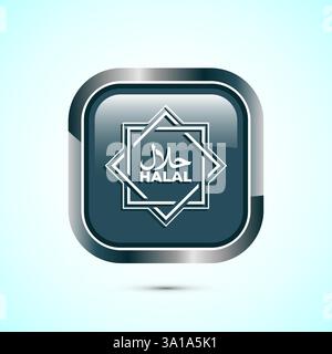 Halal icon design illustration, Halal Certificate tag, Islamic approved sign, Button design Stock Vector