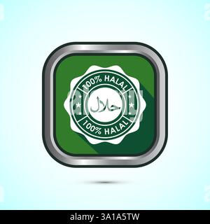 Halal icon design illustration, Halal Certificate tag, Islamic approved sign, Button design Stock Vector