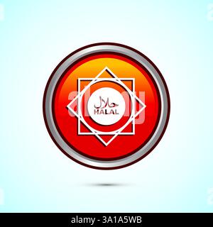 Halal icon design illustration, Halal Certificate tag, Islamic approved sign, Button design Stock Vector