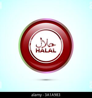 Halal icon design illustration, Halal Certificate tag, Islamic approved sign, Button design Stock Vector