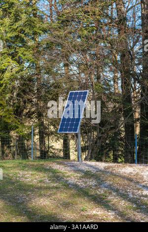 Single solar cell on a metal post Stock Photo